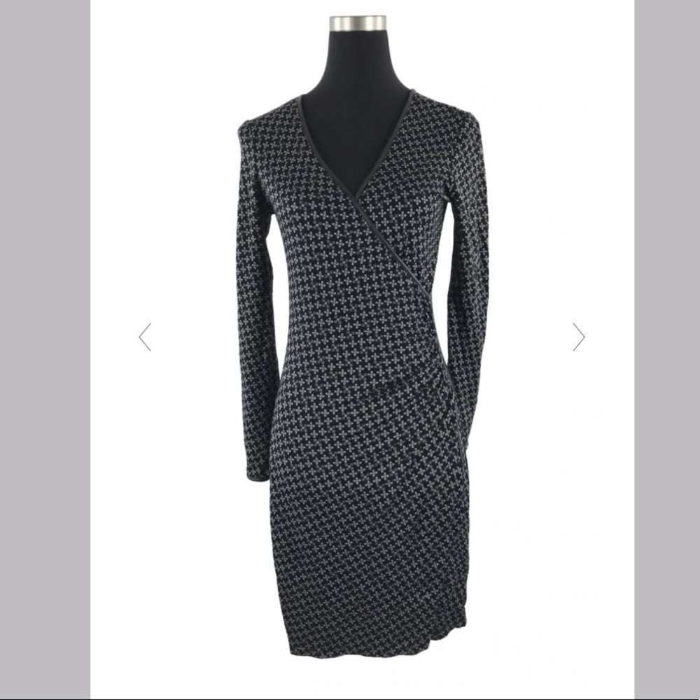 Max Studio Women's wrap around short black dress with thigh slit size M